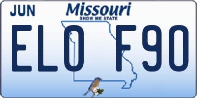MO license plate EL0F9O