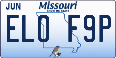 MO license plate EL0F9P