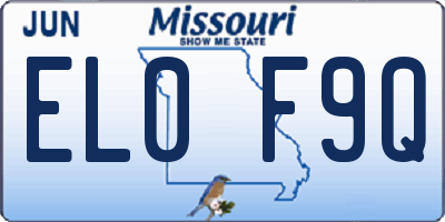 MO license plate EL0F9Q