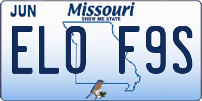 MO license plate EL0F9S