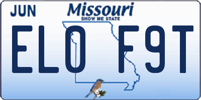 MO license plate EL0F9T