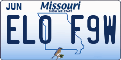 MO license plate EL0F9W