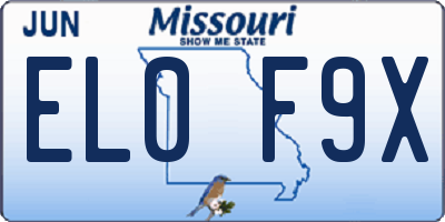 MO license plate EL0F9X