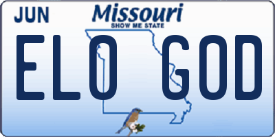 MO license plate EL0G0D