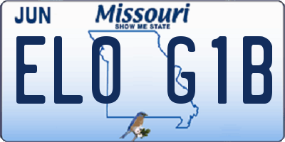 MO license plate EL0G1B