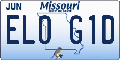 MO license plate EL0G1D