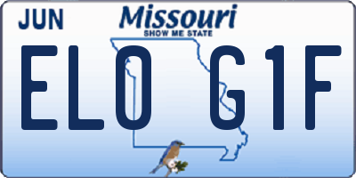 MO license plate EL0G1F
