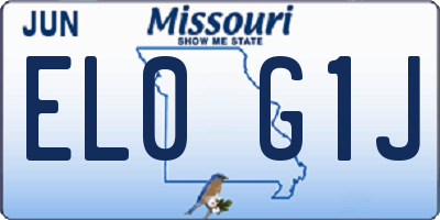 MO license plate EL0G1J