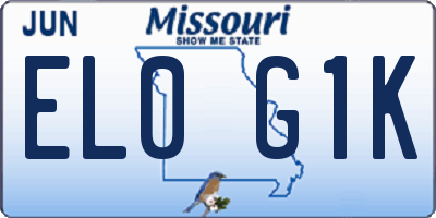 MO license plate EL0G1K