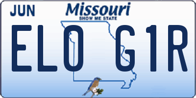 MO license plate EL0G1R