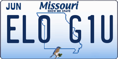 MO license plate EL0G1U