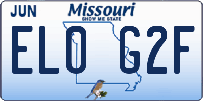 MO license plate EL0G2F