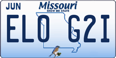 MO license plate EL0G2I