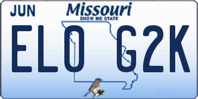 MO license plate EL0G2K
