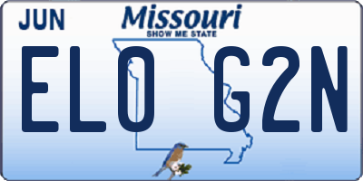 MO license plate EL0G2N