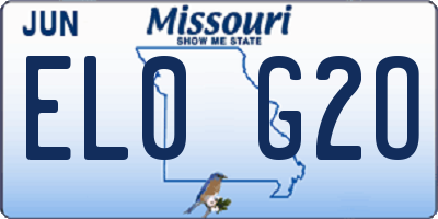 MO license plate EL0G2O