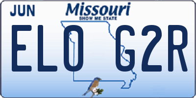 MO license plate EL0G2R