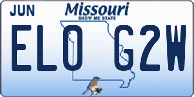 MO license plate EL0G2W