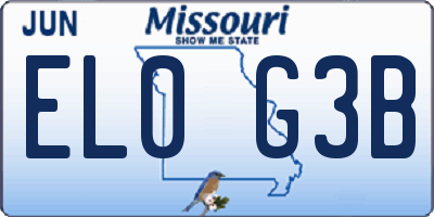 MO license plate EL0G3B