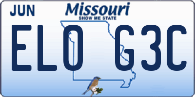 MO license plate EL0G3C