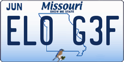 MO license plate EL0G3F