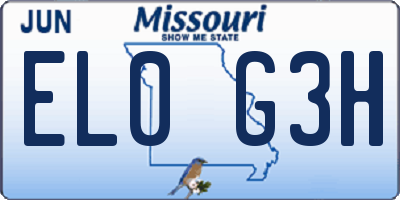 MO license plate EL0G3H