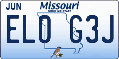 MO license plate EL0G3J