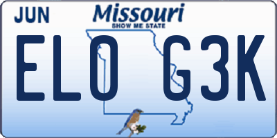 MO license plate EL0G3K