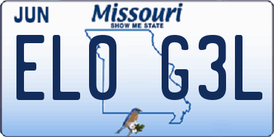MO license plate EL0G3L