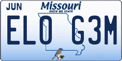 MO license plate EL0G3M