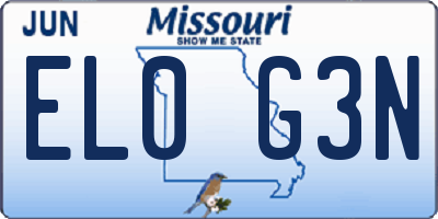 MO license plate EL0G3N