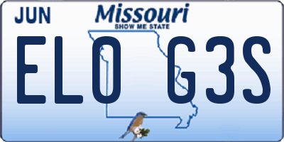MO license plate EL0G3S