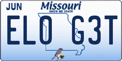 MO license plate EL0G3T