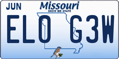 MO license plate EL0G3W