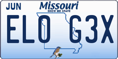 MO license plate EL0G3X