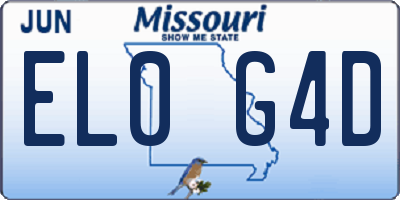 MO license plate EL0G4D