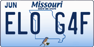 MO license plate EL0G4F