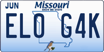 MO license plate EL0G4K