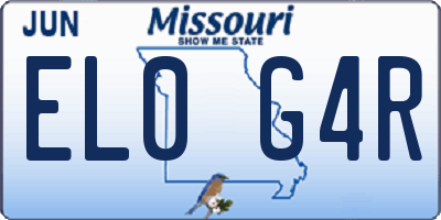 MO license plate EL0G4R