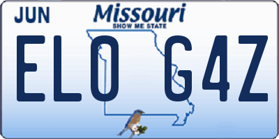 MO license plate EL0G4Z