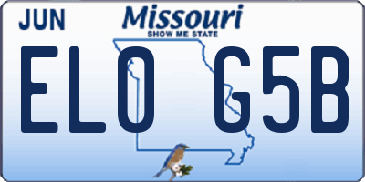 MO license plate EL0G5B