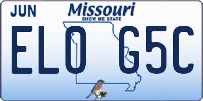 MO license plate EL0G5C