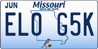 MO license plate EL0G5K