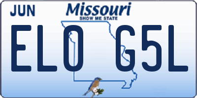 MO license plate EL0G5L