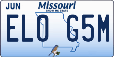 MO license plate EL0G5M