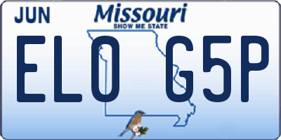 MO license plate EL0G5P