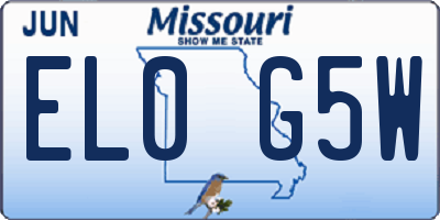 MO license plate EL0G5W