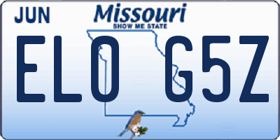 MO license plate EL0G5Z