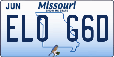 MO license plate EL0G6D