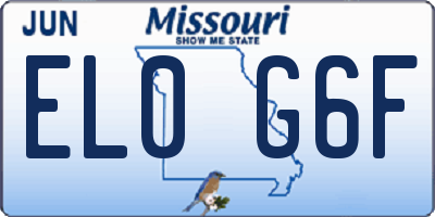 MO license plate EL0G6F